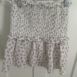 Moodie Pink and Cream Bubble Mini Skirt